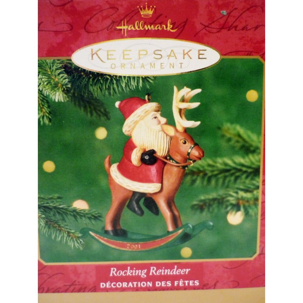 Hallmark Ornament Rocking Reindeer Santa 2001 W/ Box Mint Keepsake Christmas